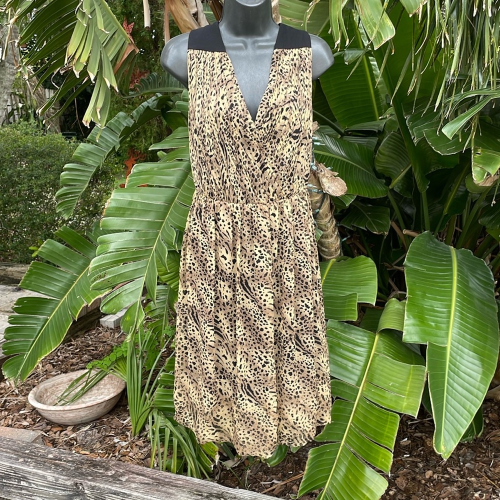 Adriana,papell, leopard print fit and flare dress
